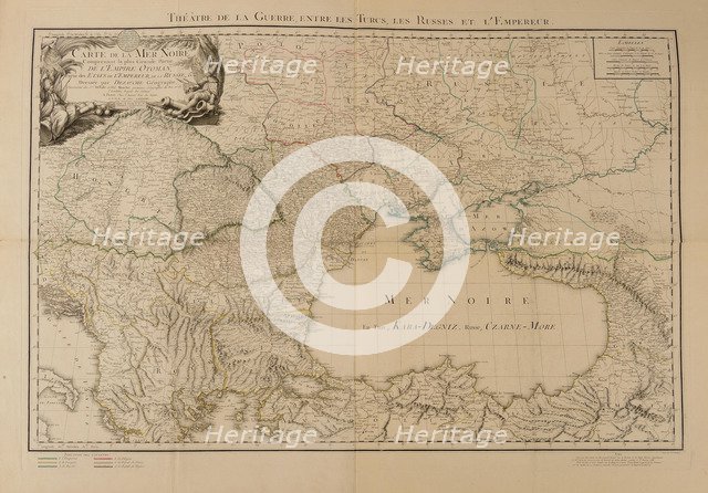 Map of the Black Sea, depicting the theater of the Russo-Turkish War, begun in 1787, 1788.