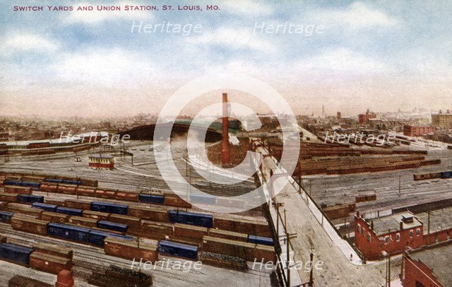 Switch yards and Union Station, St Louis, Missouri, USA, 1910. Artist: Unknown
