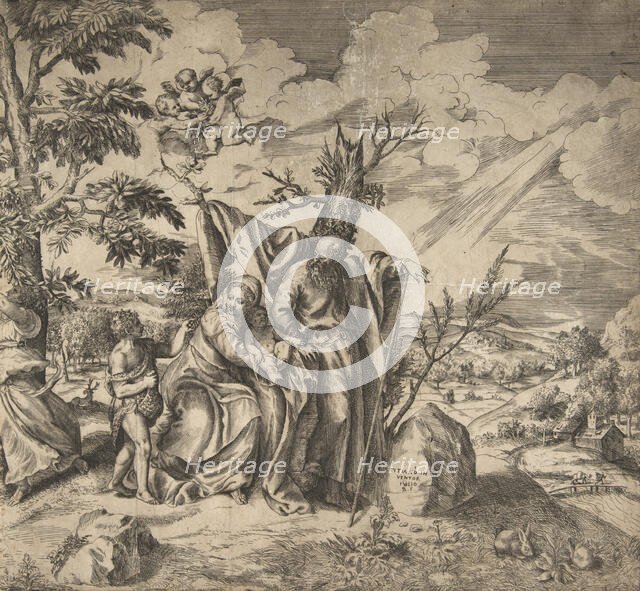 The rest of the Holy Family on their flight to Egypt, 1531-76. Creator: Giulio Bonasone.