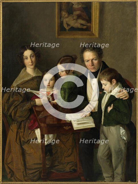 The composer Johann Baptist Gänsbacher (1778-1844) and his family, c.1838. Creator: Stecher, Franz Anton (1814-1853).