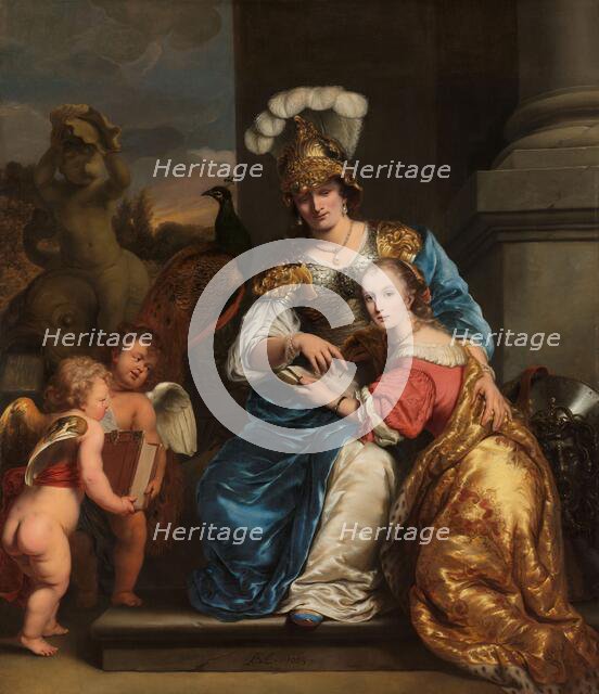 Margarita Trip as Minerva, Instructing her Sister Anna Maria Trip, 1663. Creator: Ferdinand Bol.