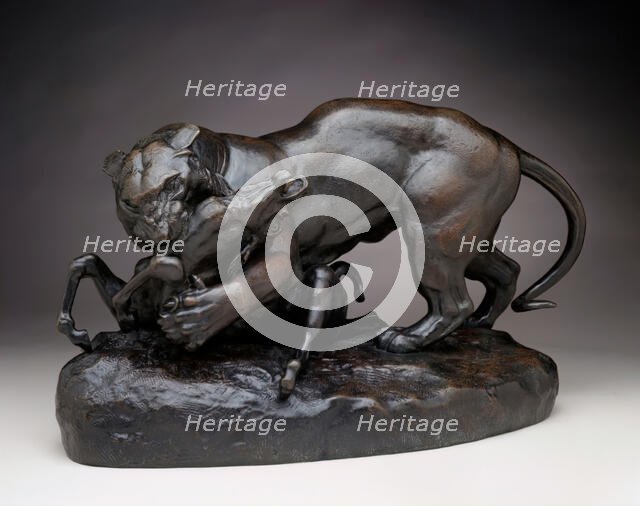 Tiger Devouring An Antelope, c. 1830-1831. Creator: Antoine-Louis Barye.