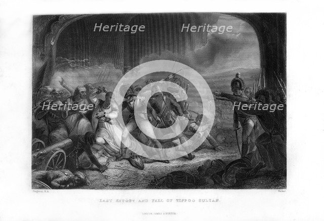 'Last Effort and Fall of Tippoo Sultan', 1799, (mid-19th century). Creator: Walker.