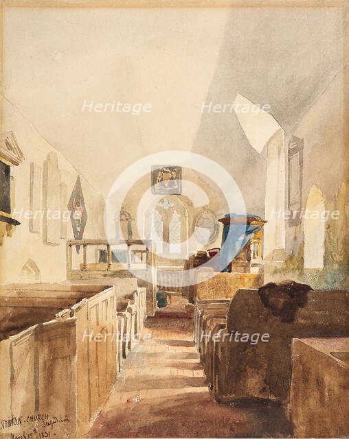 Interior of Norton Church, Staffordshire, 1831. Creator: David Cox the Elder.