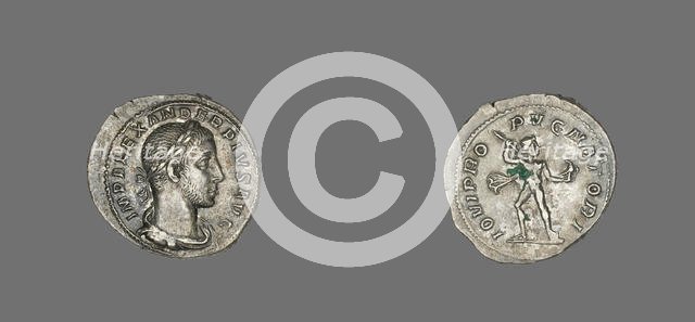 Denarius (Coin) Portraying Emperor Alexander Pius, 231-235. Creator: Unknown.