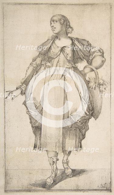 Gardener with a Basket on her Arm, from Hortulanae series, 1612-16. Creator: Jacques Bellange.