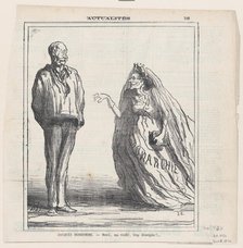 Jacques Bonhomme. - Merci, ma vieille, trop décrépite!..., 1872.  Creator: Honore Daumier.