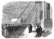 Calling the roll on board the Great Eastern shortly before her departure from the Mersey..., 1861. Creator: Unknown.