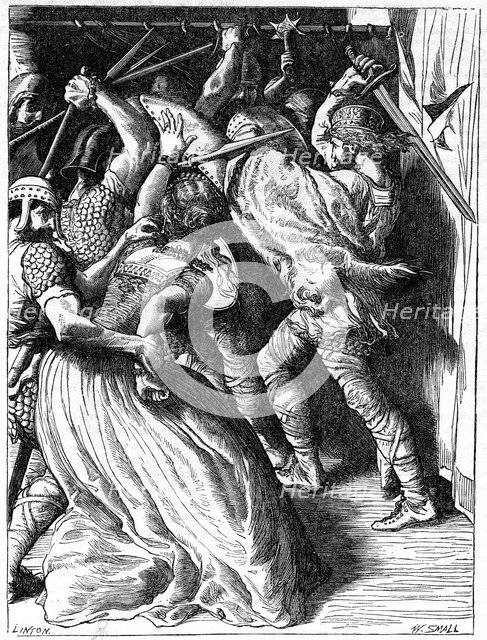 The Murder of Cenulph (d821), King of Mercia, 19th century. Creator: W Small.
