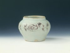 Underglaze red jarlet, Yuan dynasty, China, 1325-1350. Artist: Unknown