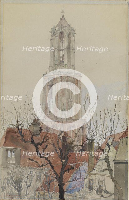 Tower of the Cathedral of Utrecht, Holland, 1898. Creator: Cass Gilbert.