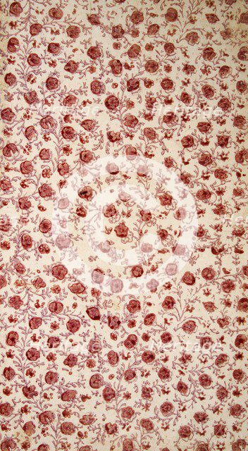 Floral Endpaper (hand coloured engraving). Creator: English School (18th Century).