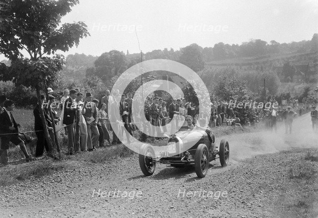 Bugatti Type 35, Bugatti Owners Club Hill Climb, Chalfont St Peter, Buckinghamshire, 1935. Artist: Bill Brunell.