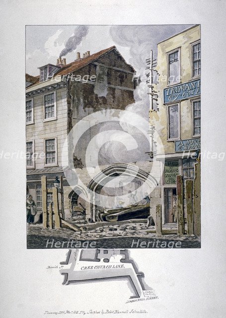 Priory of Holy Trinity or Christchurch, Creechurch Lane, City of London, 1815.  Artist: Robert Blemmell Schnebbelie