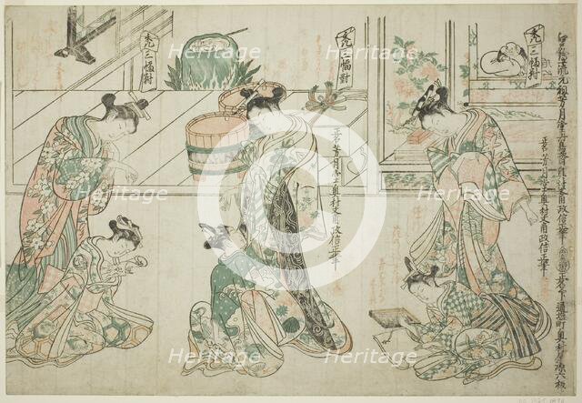 Child Attendants: A Set of Three (Kamuro sanpukutsui), c. 1744/51. Creator: Okumura Masanobu.