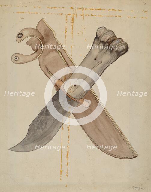Knife and Sheath, c. 1936. Creator: Jesse W. Skeen.
