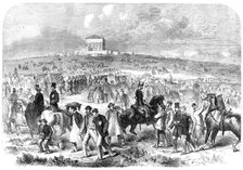 The Volunteer Field-Day at Brighton: arrival of volunteers on the racecourse, 1862. Creator: Unknown.