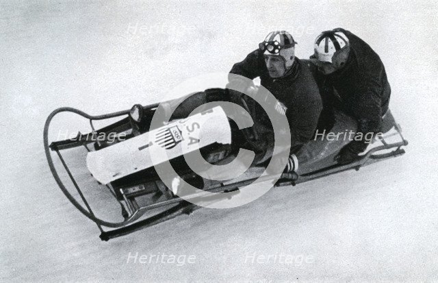 American two man bobsleigh team, German winter olympic games, 1936. Artist: Unknown