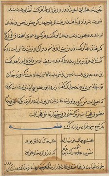 Page from Tales of a Parrot (Tuti-nama): text page, c. 1560. Creator: Unknown.