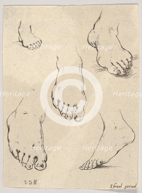 Plate 7: Five feet, from 'The Book for Learning to Draw' (Livre pour apprendre à dessi..., ca. 1649. Creator: Stefano della Bella.