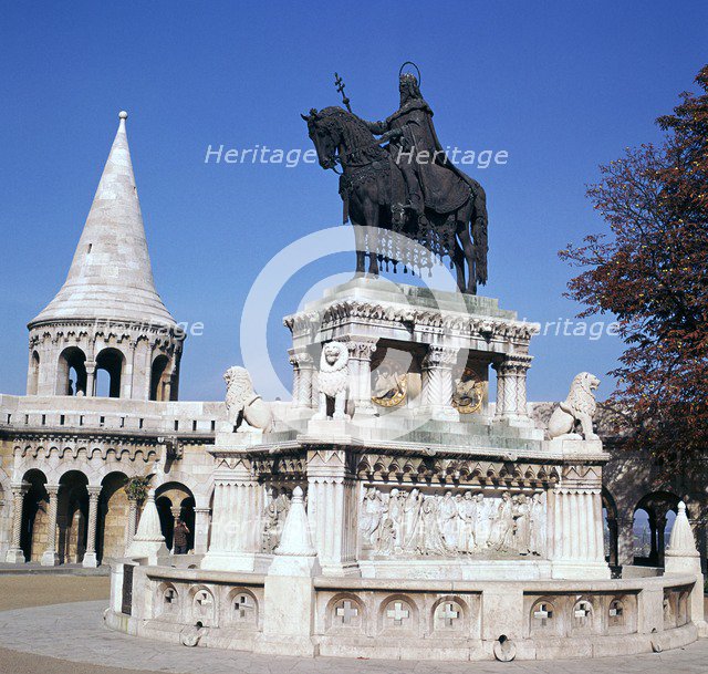 Equestrian statue of St Stephen, 19th century.  Artist: Strobylos