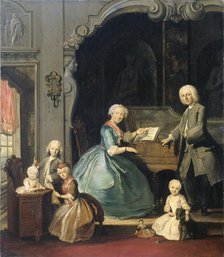 Family Group near a Harpsichord, 1739. Creator: Cornelis Troost.