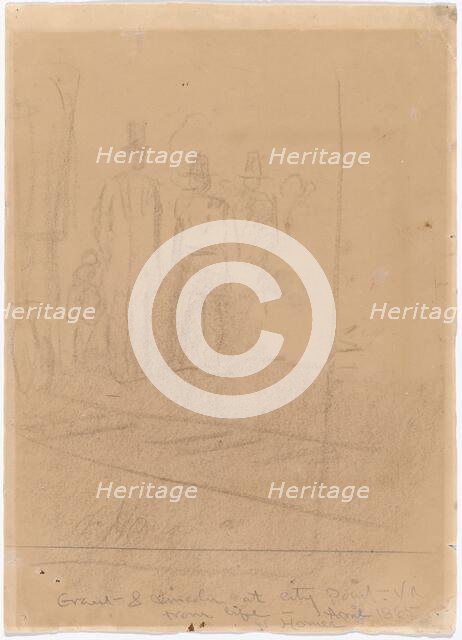 Grant and Lincoln at City Point, Virginia [recto], 1865. Creator: Winslow Homer.