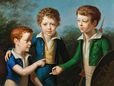Albert, Moritz and Leopold von Neuwall, 1820. Creator: Leopold Kupelwieser.