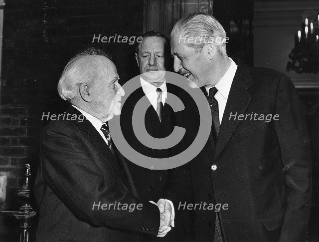 Harold Macmillan with David Ben-Gurion and Arthur Lourie at the Admiralty, London, 1961. Artist: Unknown
