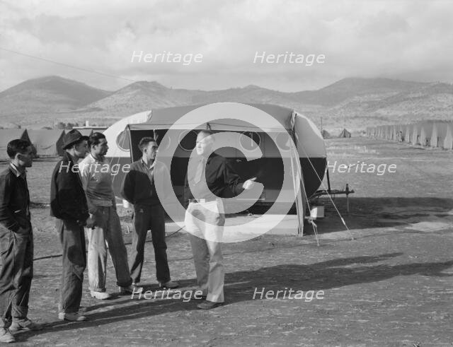 Four young migratory potato pickers, travelling together..., Merrill, Klamath County, Oregon, 1939. Creator: Dorothea Lange.