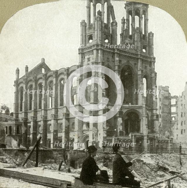 'Ruins of the Jewish Synagogue on Sutter St.; stood the great earthquakes of 1865 and 1868', 1906.  Creator: Unknown.