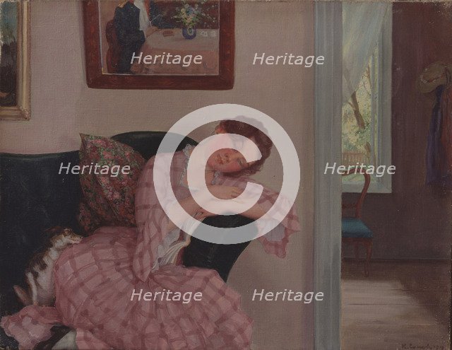 A sleeping Lady in Pink. Artist: Somov, Konstantin Andreyevich (1869-1939)