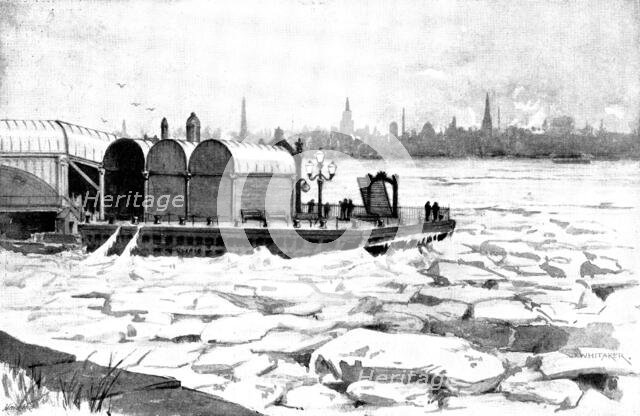 The Frozen Mersey: looking from Birkenhead to Liverpool, 1895. Creator: George Meisenbach.