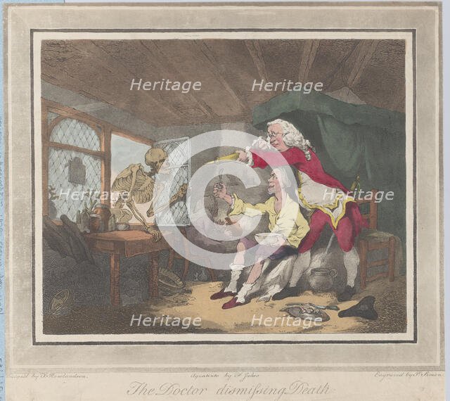 The Doctor Dismissing Death, 1785., 1785. Creators: Peter Simon, Francis Jukes.