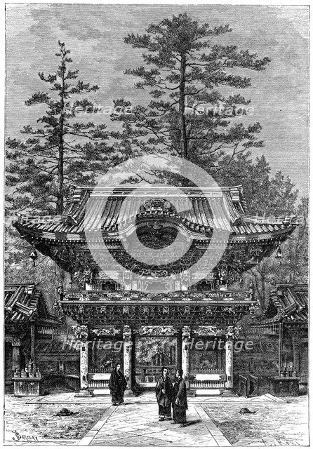 Portico of the Temple of the Four Dragons (Nikko Toshogu), Nikko, Japan, 1895.Artist: Armand Kohl