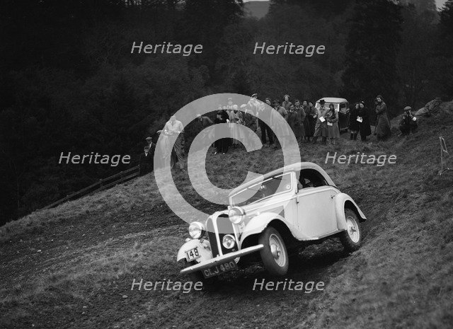 Frazer-Nash BMW of LEC Hall competing in the MCC Edinburgh Trial, Roxburghshire, Scotland, 1938. Artist: Bill Brunell.