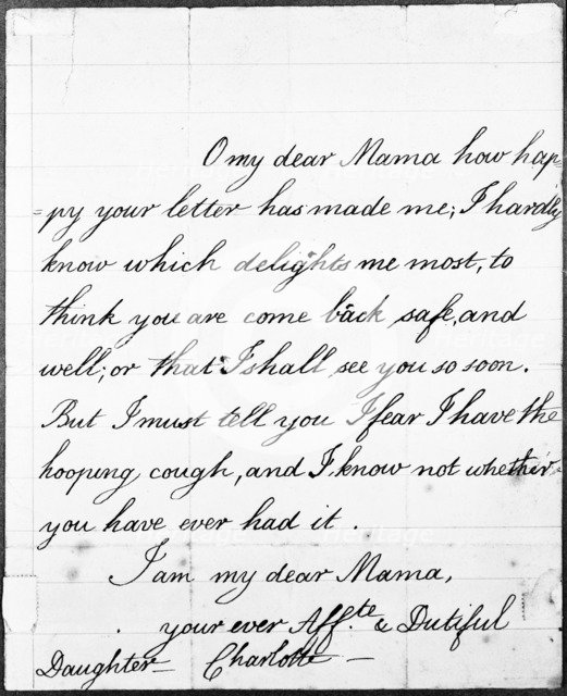 A letter from Princess Charlotte to her mother, Queen Caroline, 1804. Artist: Princess Charlotte