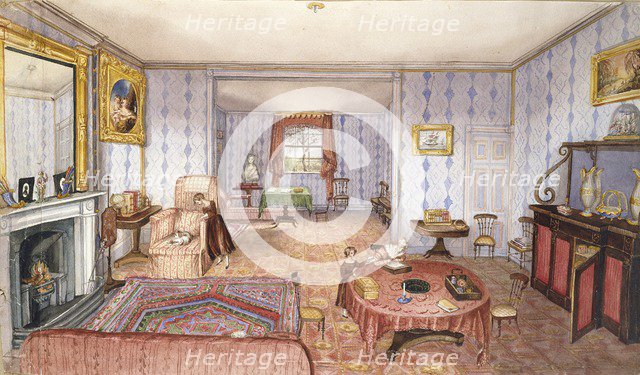 Admiral Bosanquet's Drawing Room at Clay Hill, Enfield, 1843. Artist: Charlotte Elizabeth Ives Bosanquet.