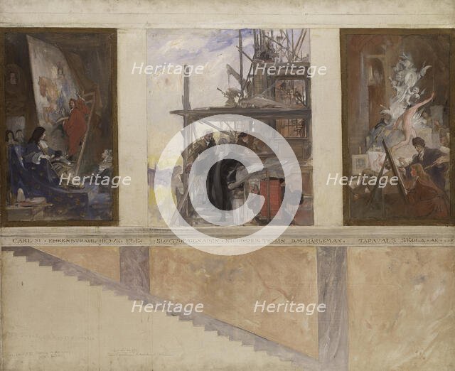 Second Proposed Decoration of the Walls in the Lower Hall of the Nationalmuseum, 1890-1891. Creator: Carl Larsson.
