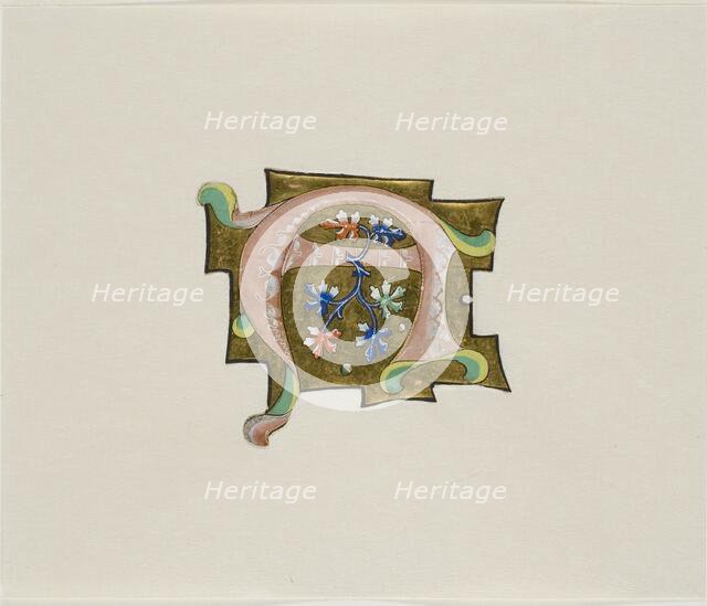 Decorated Initial "A" in Pink with Six Leaves and Two Balls, from a Choir Book, 19th cent... Creator: Unknown.