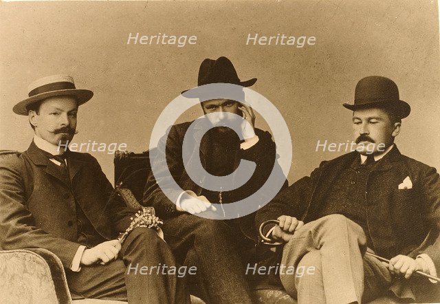 Konstantin Balmont, Sergei Poliakov and Modest Durnov, Russian poets, 1904. Artist: Unknown