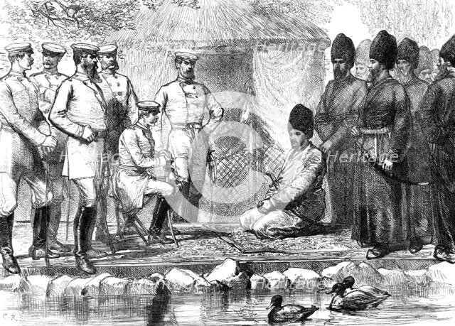 Interview between General Kaufmann and the Khan of Khiva, 1874. Creator: Unknown.