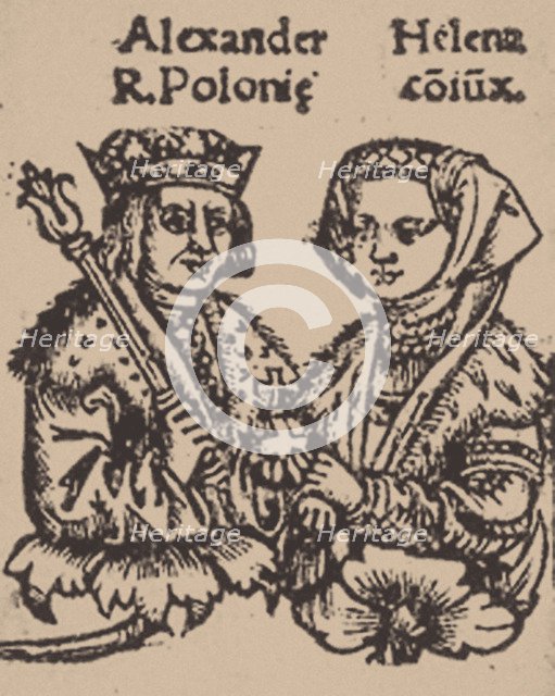 Helena Ivanovna of Moscow with Alexander Jagiellon, 1519. Artist: Anonymous  