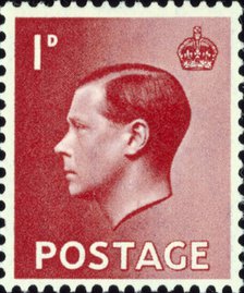 Postage stamp with portrait of King Edward VIII, 1936. Creator: Unknown.