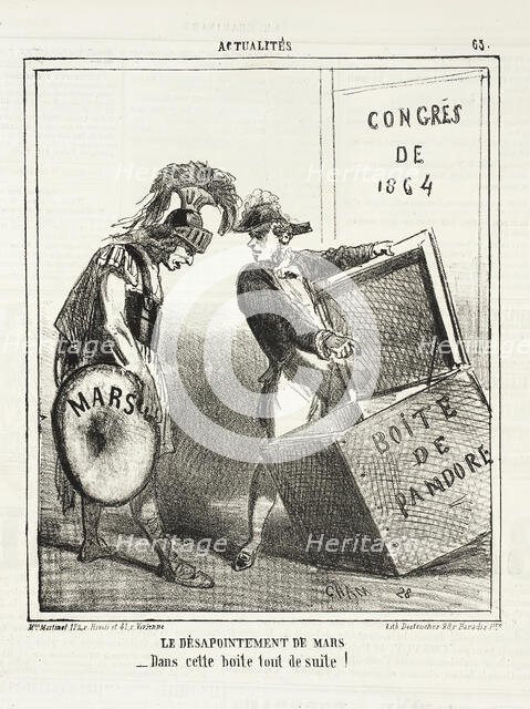 Le désapointement de Mars: Dans cette boite tout de suite!, 1864. Creator: Cham.