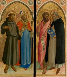 Saint Francis and a Bishop Saint, Saint John the Baptist and Saint Dominic, late 1420s. Creator: Fra Angelico.