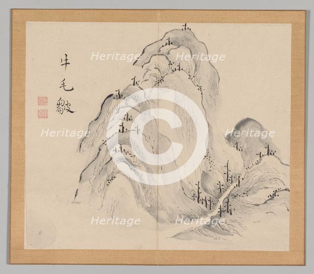 Double Album of Landscape Studies after Ikeno Taiga, Volume 1 (leaf 15), 18th century. Creator: Aoki Shukuya (Japanese, 1789).