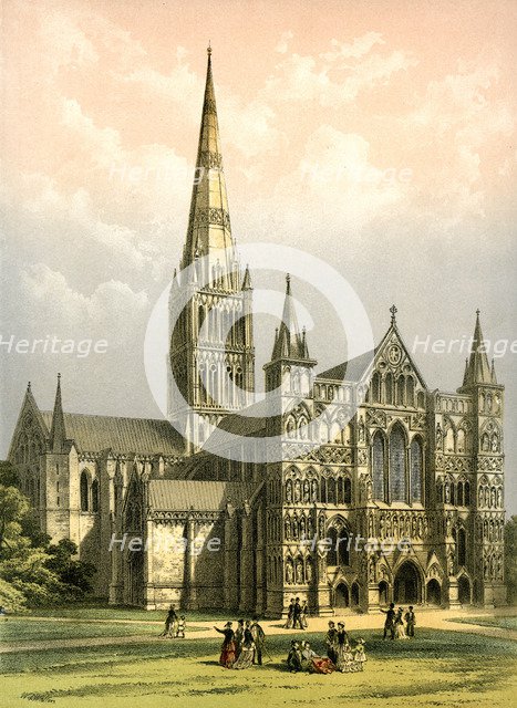 Salisbury Cathedral, Wiltshire, c1870. Artist: WL Walton