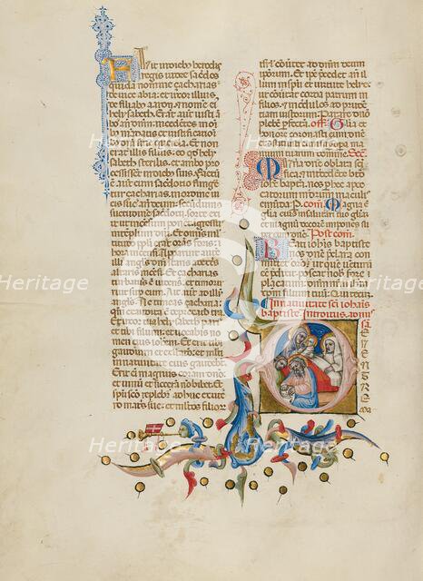 Initial D: The Naming of Saint John the Baptist; Missal, between about 1389 and 1400. Creator: Master of the Brussels Initials.