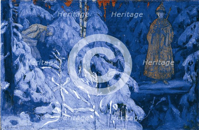 Ivan Susanin receives a vision of Mikhail Fyodorovich, 1906. Artist: Nesterov, Mikhail Vasilyevich (1862-1942)